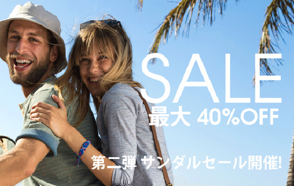 SALE最大40%OFF 第2弾サンダルセール開催！